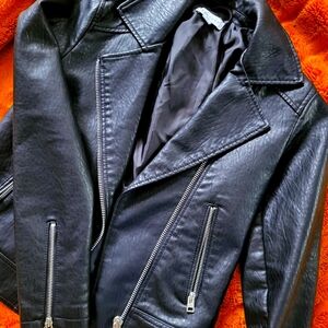Topshop Faux Leather Jacket Biker Moto Black